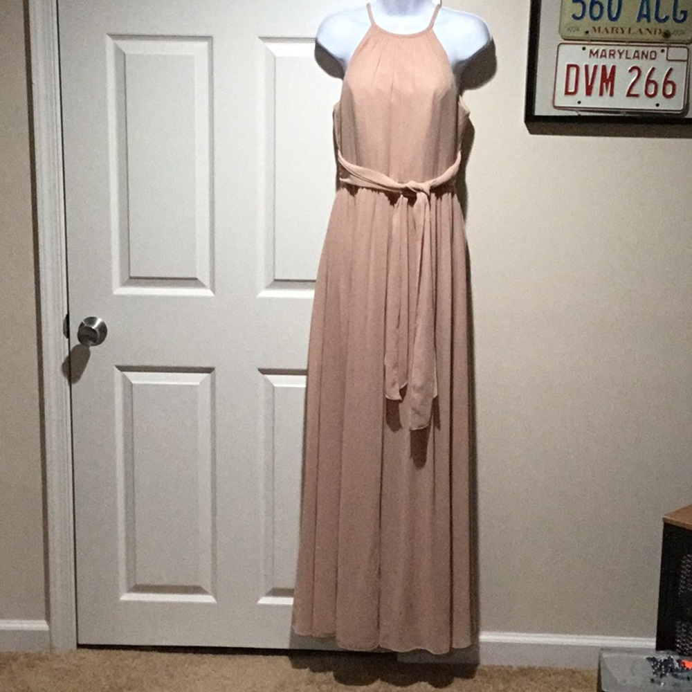 Monique Lhuillier Daniela Blush Halter Gown - Size 6